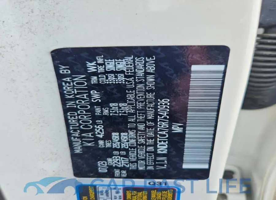 KNDETCA76R7540936# 12