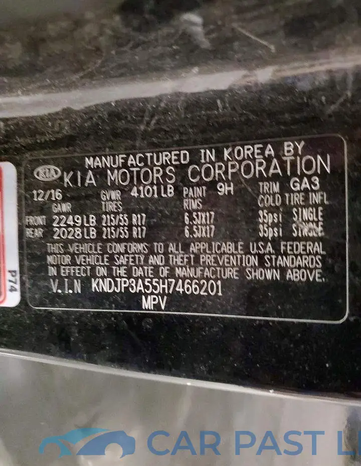 KNDJP3A55H7466201# 12