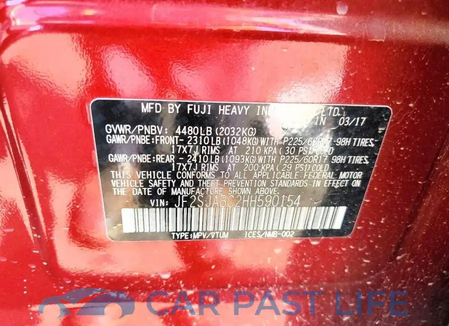 JF2SJABC2HH590154# 14