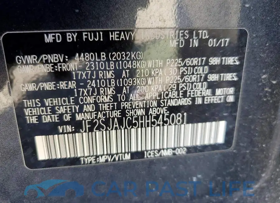 JF2SJAJC5HH545081# 14