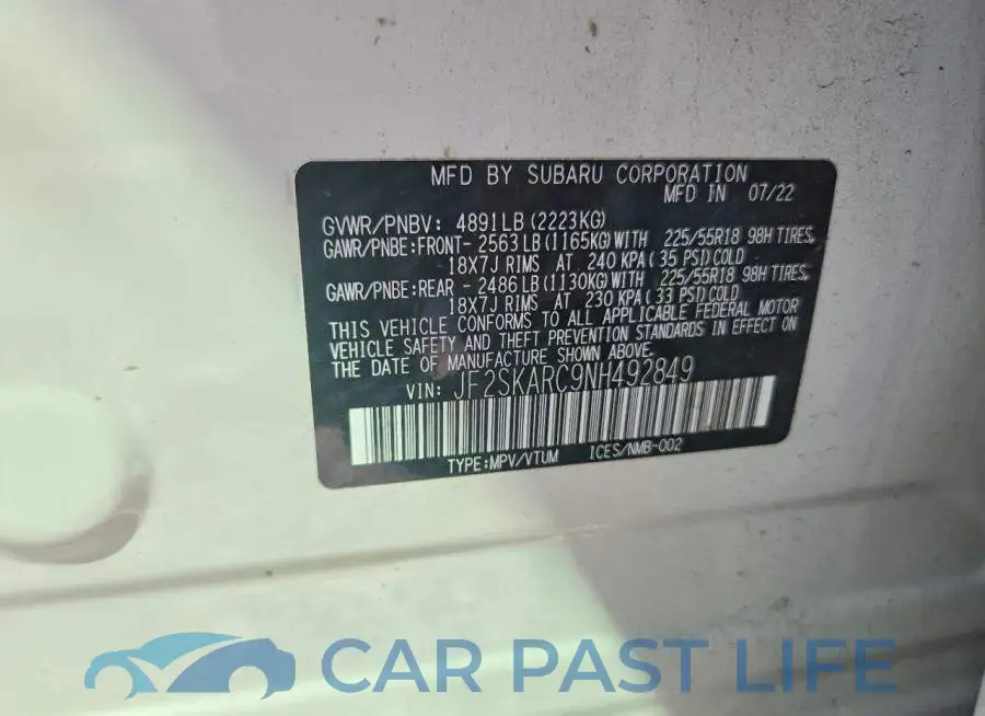 JF2SKARC9NH492849# 13