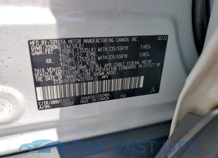 2T3A1RFV8PW357604# 12