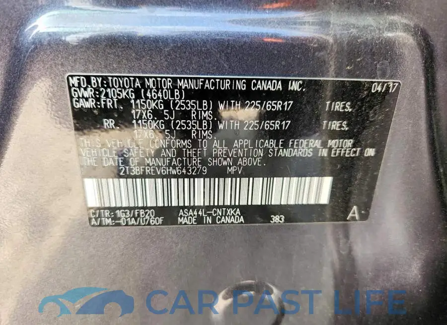 2T3BFREV6HW643279# 12