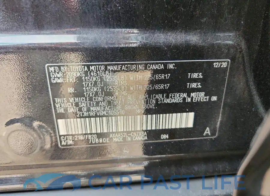 2T3H1RFV6MC105510# 12
