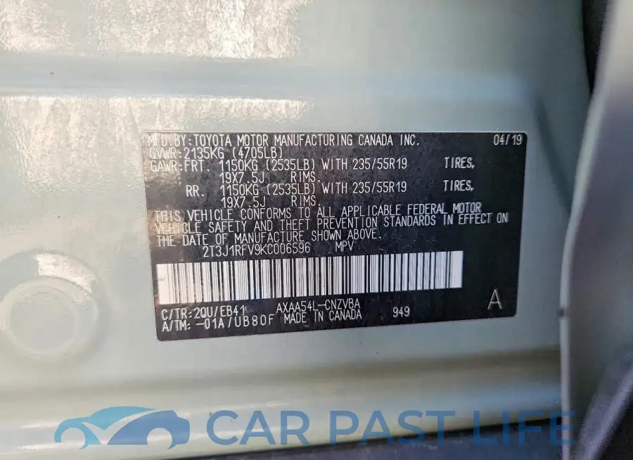 2T3J1RFV9KC006596# 14