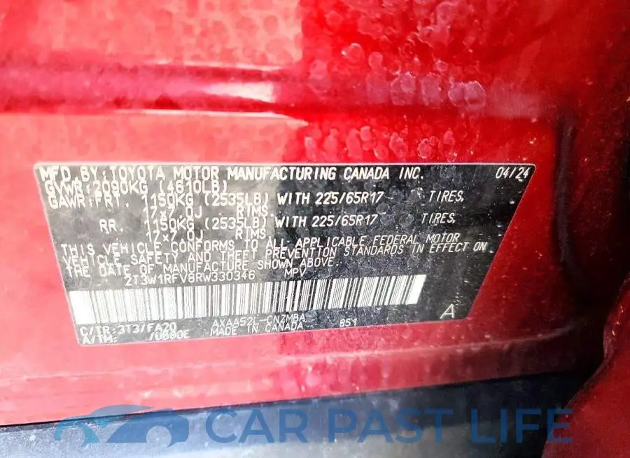 2T3W1RFV8RW330346# 13