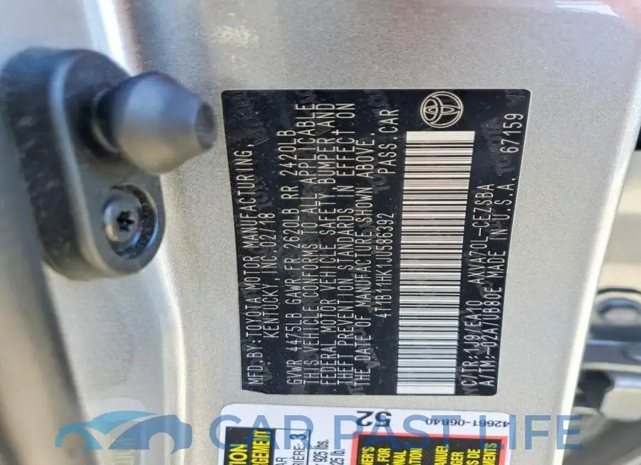 4T1B11HK1JU586392# 12