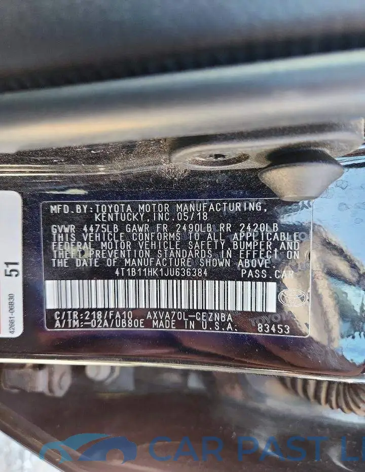 4T1B11HK1JU636384# 12
