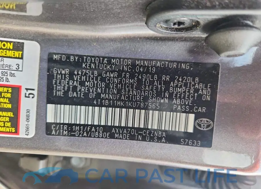 4T1B11HK1KU787565# 12