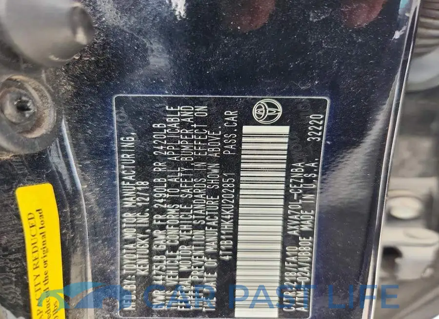 4T1B11HK4KU202851# 12