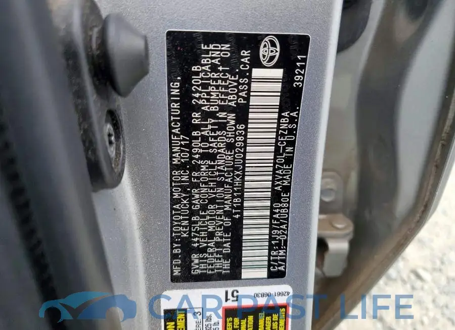 4T1B11HKXJU029836# 12