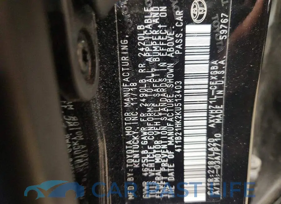 4T1B21HK2KU513403# 12