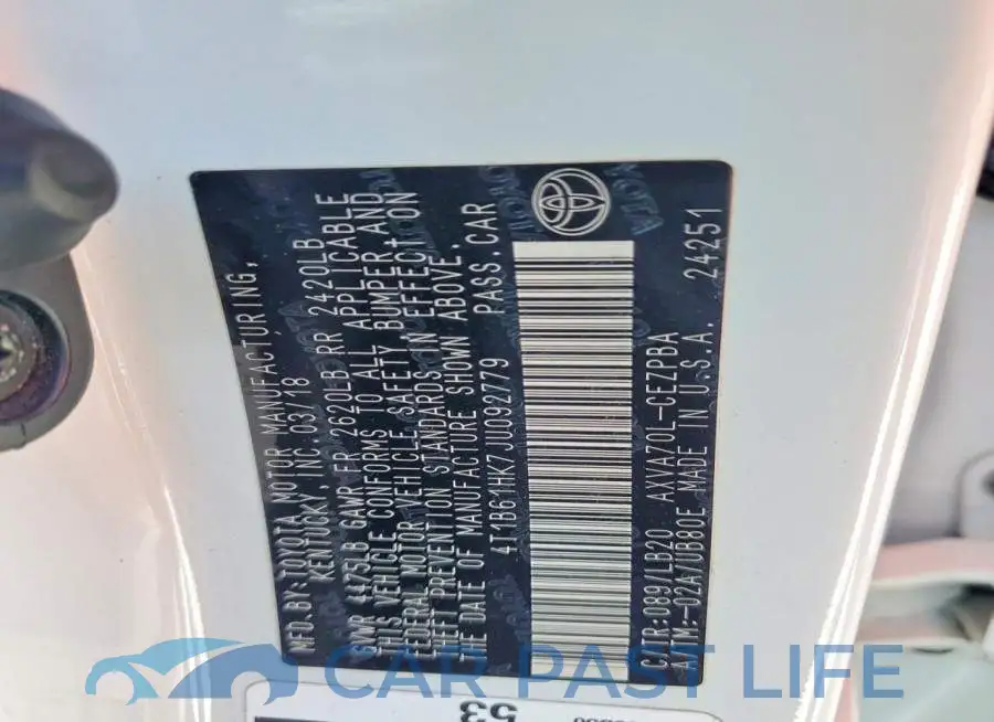 4T1B61HK7JU092779# 12