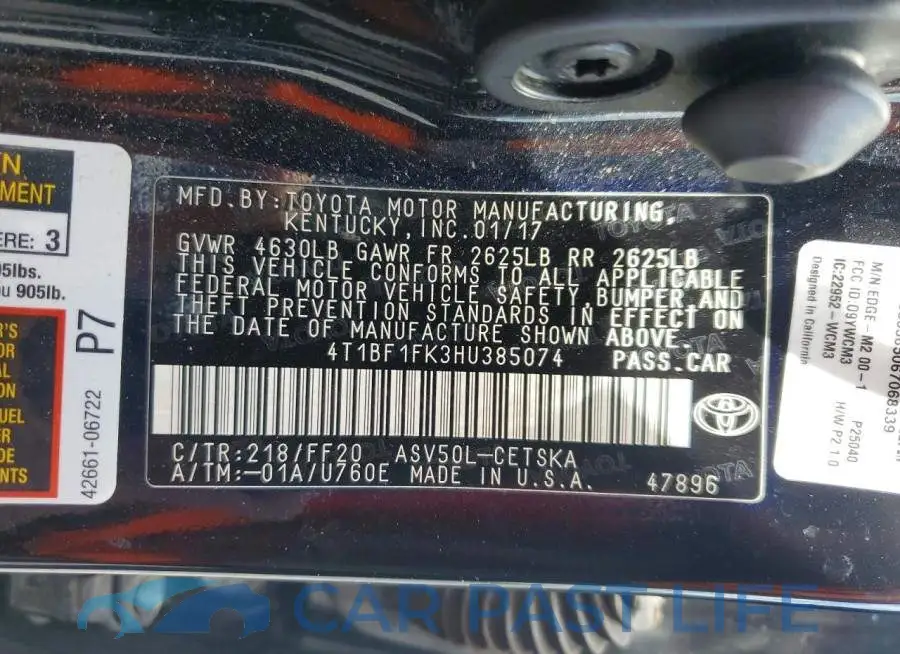 4T1BF1FK3HU385074# 12