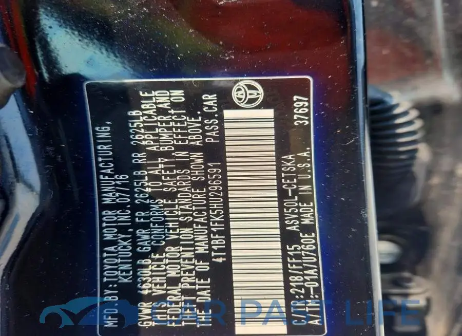 4T1BF1FK5HU296591# 12