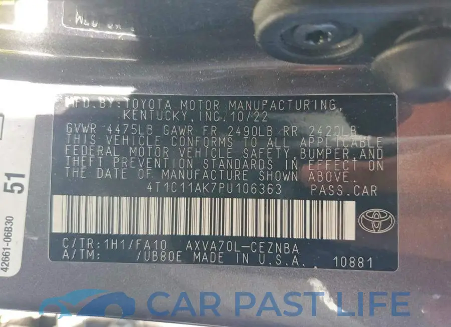 4T1C11AK7PU106363# 12