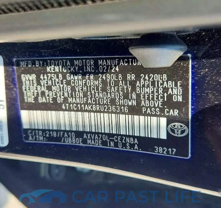 4T1C11AK8RU236316# 13