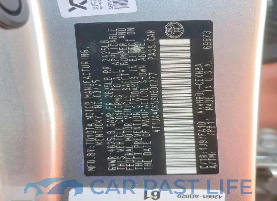 4T1DAACK5SU600277# 12