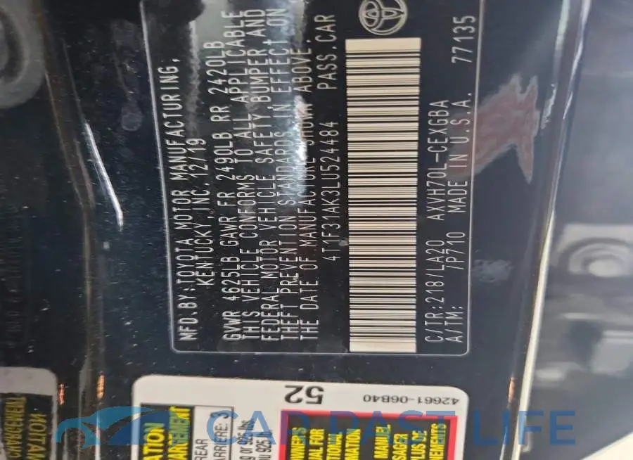 4T1F31AK3LU524484# 12