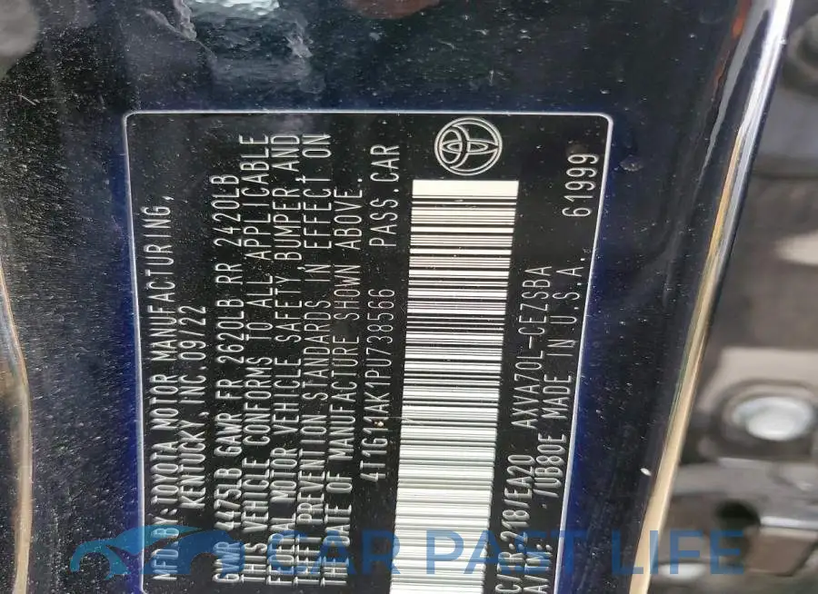 4T1G11AK1PU738566# 13