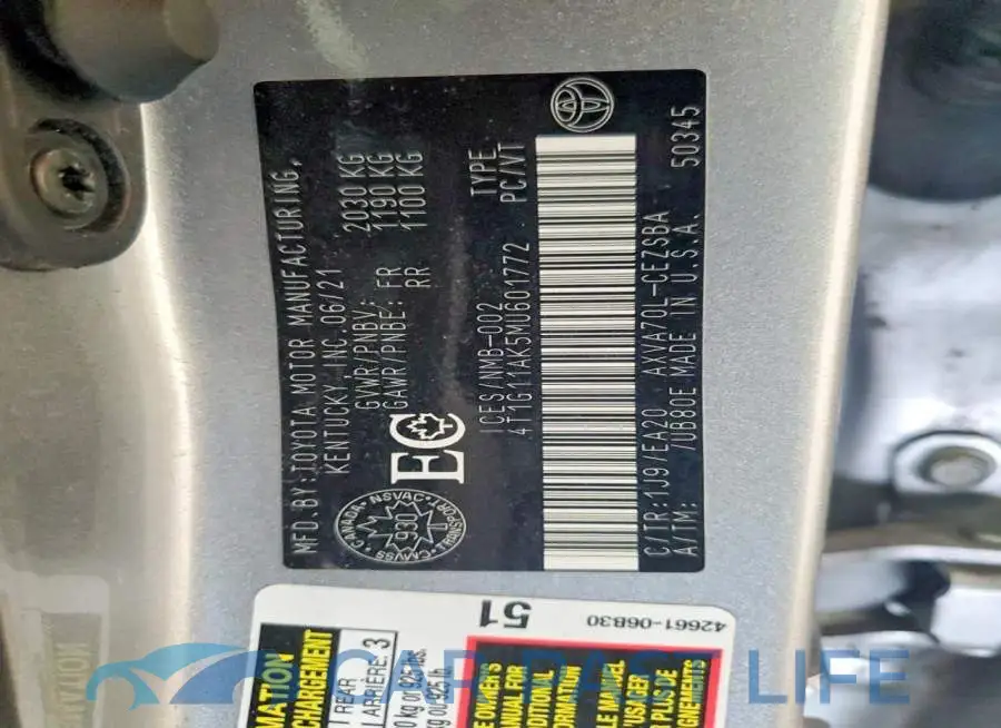 4T1G11AK5MU601772# 13