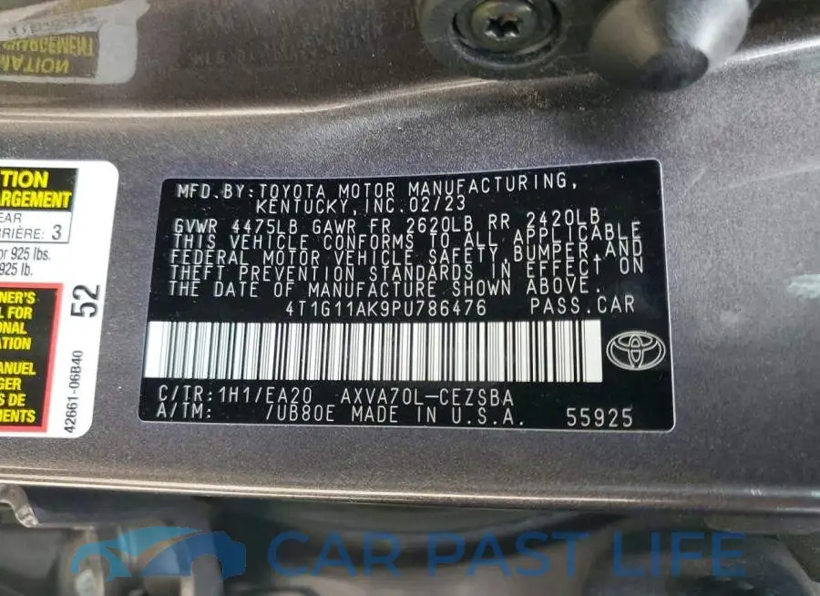 4T1G11AK9PU786476# 12