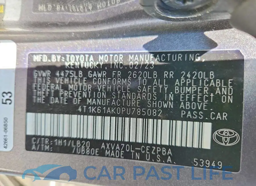 4T1K61AK0PU785082# 12