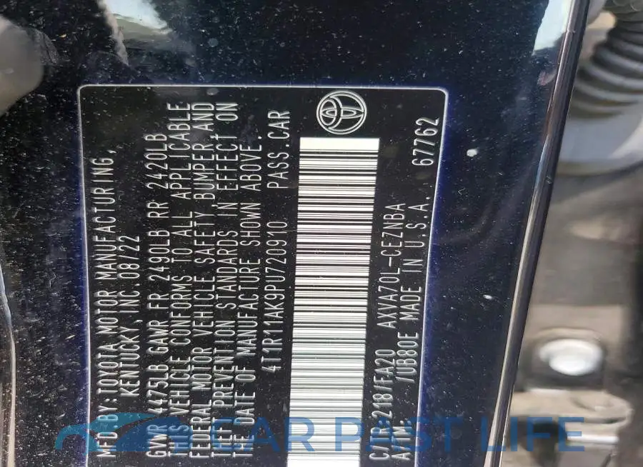 4T1R11AK9PU720910# 12