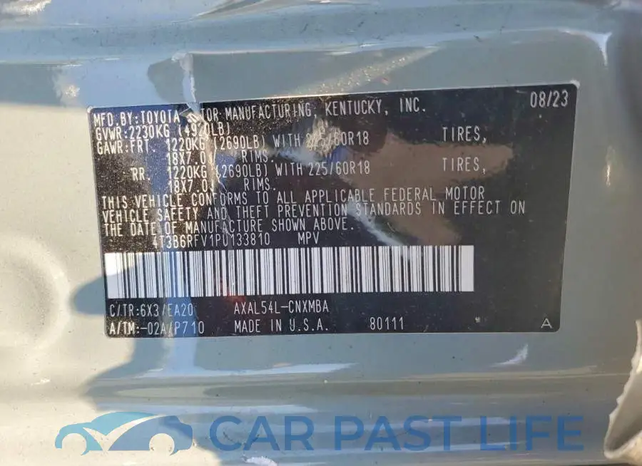 4T3B6RFV1PU133810# 14