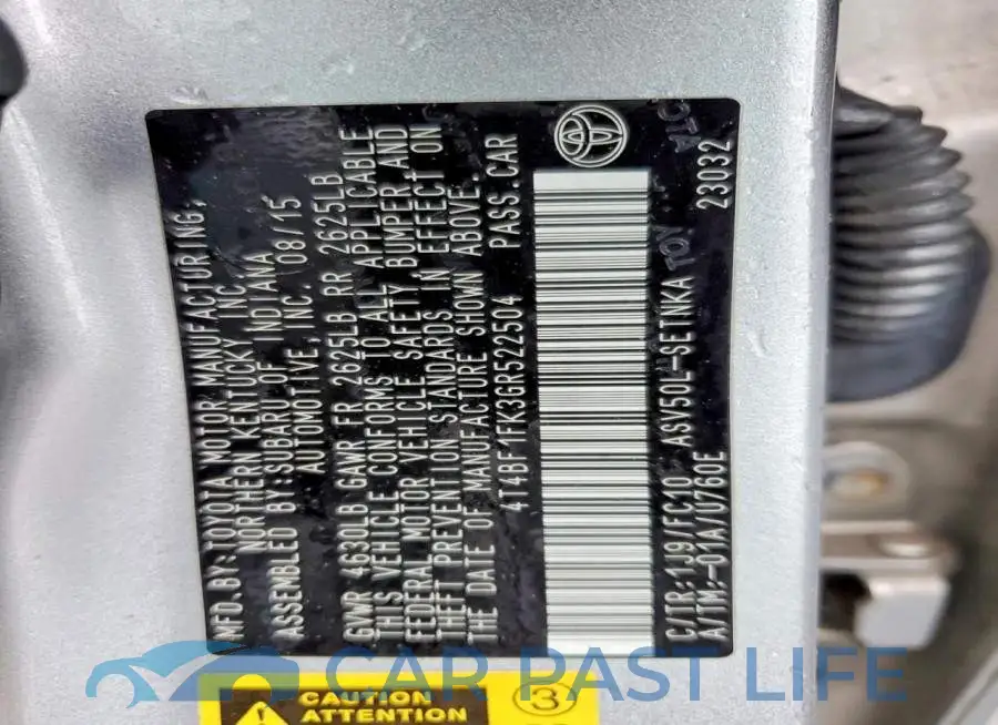 4T4BF1FK3GR522504# 12