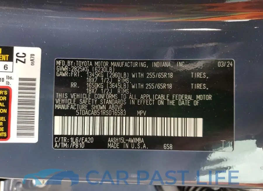 5TDACAB51RS016583# 13