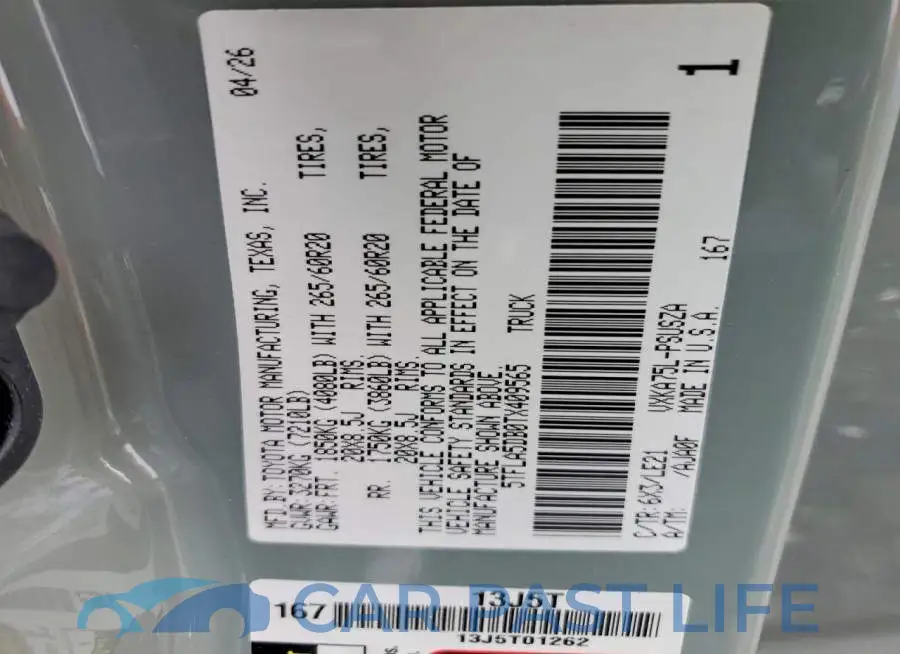 5TFLA5DB0TX409565# 12