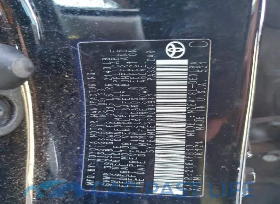 5YFB4MDE1RP084942# 12