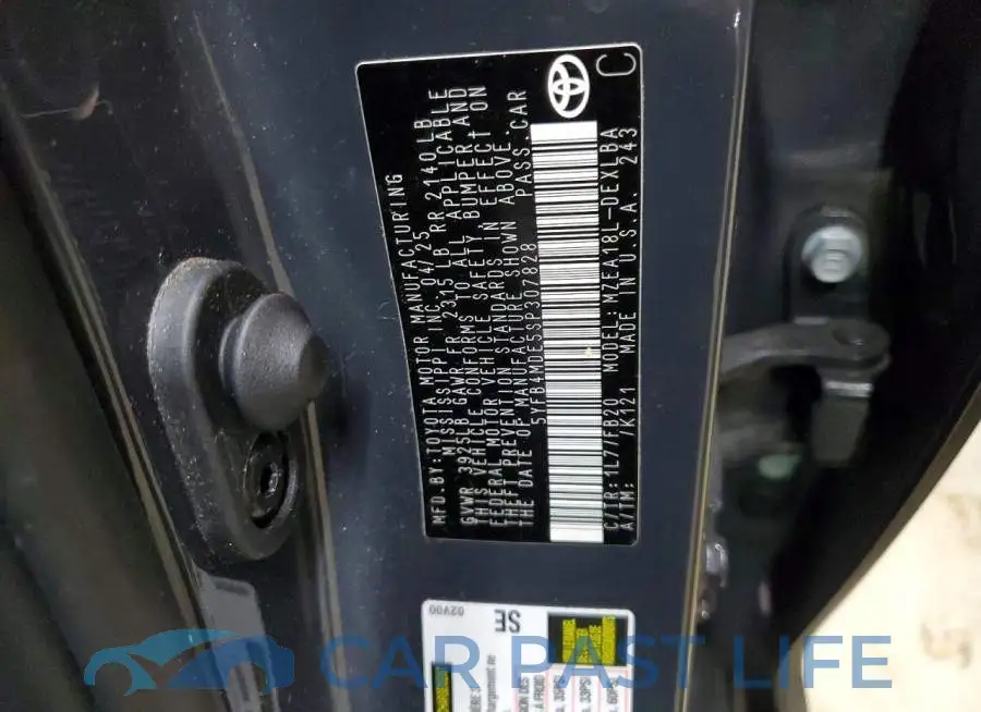 5YFB4MDE5SP307828# 12