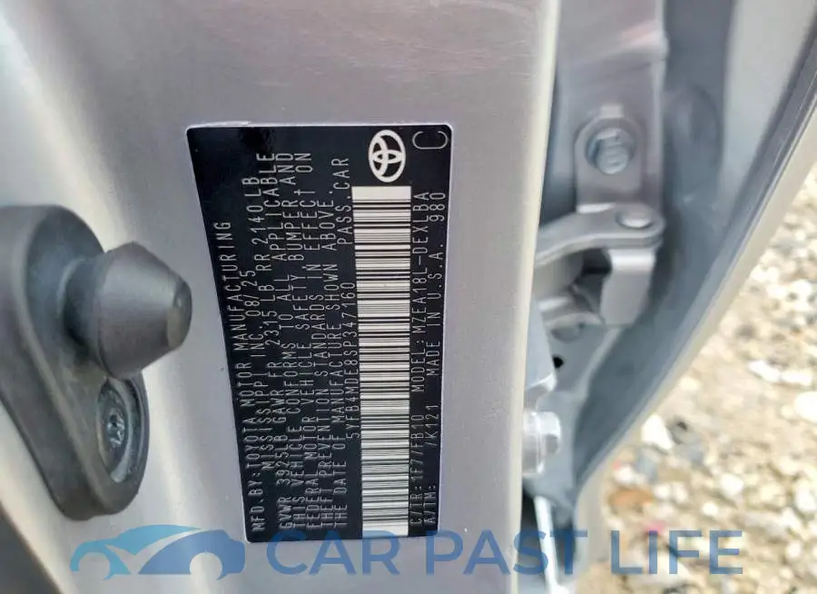 5YFB4MDE8SP347160# 12