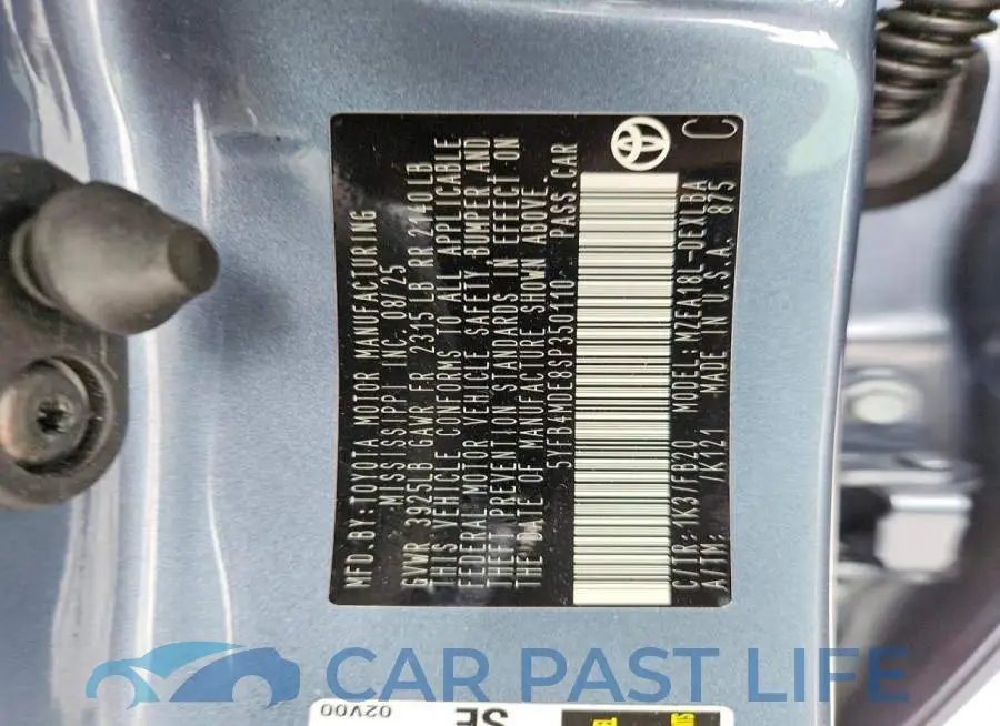 5YFB4MDE8SP350110# 12