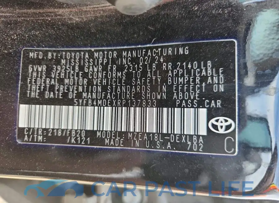 5YFB4MDEXRP137833# 12