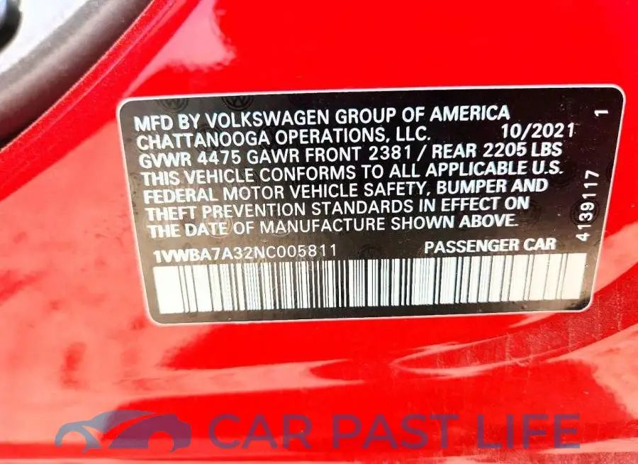 1VWBA7A32NC005811# 13