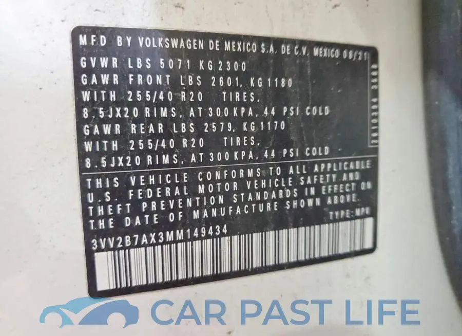 3VV2B7AX3MM149434# 12