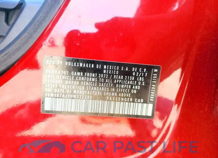 3VW167AJ9HM322290# 12