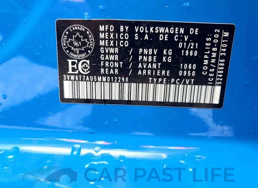 3VW6T7AU5MM012298# 13