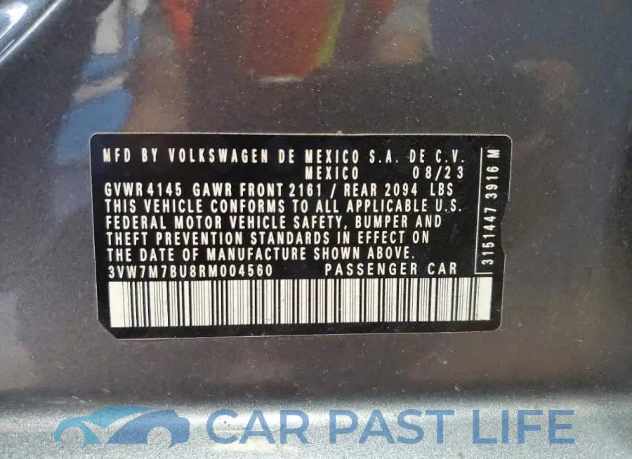 3VW7M7BU8RM004560# 12