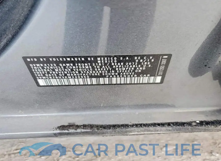 3VWCB7BU3KM240950# 12