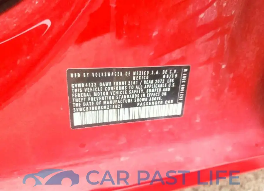 3VWCB7BU8KM214621# 12