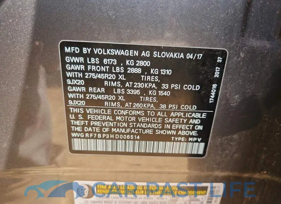 WVGRF7BP3HD006514# 13
