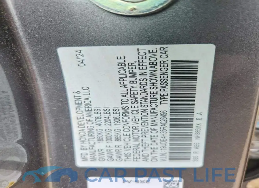 19UDE4H35RA026496# 12