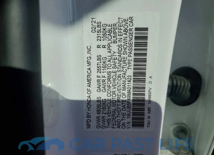 19UUB5F49MA011423# 12