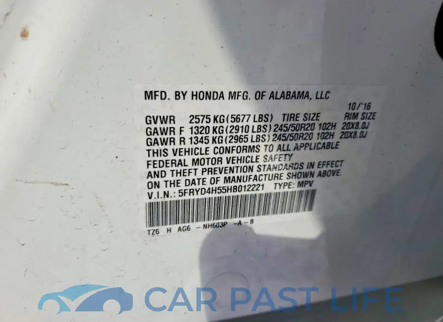 5FRYD4H55HB012221# 13