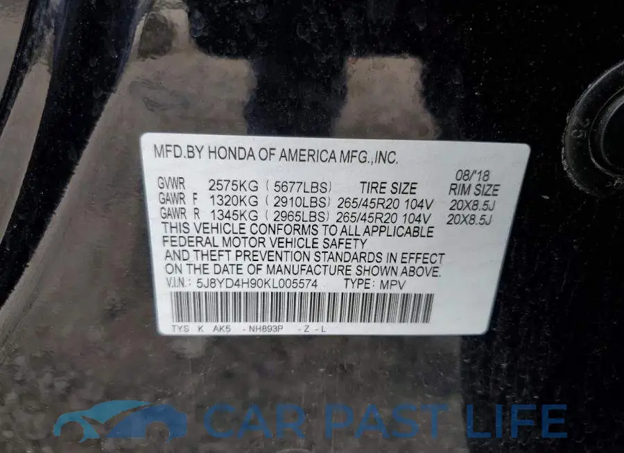 5J8YD4H90KL005574# 12