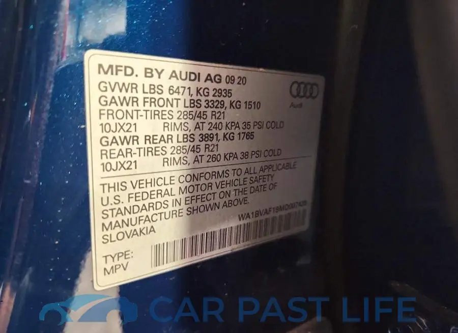 WA1BVAF19MD007439# 14